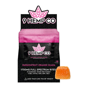 9 HEMP CO 1700MG DELTA 9 GUMMIES 10 COUNT DISPLAY - PASSIONFRUIT ORANGE GUAVA